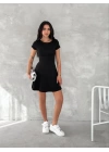 Kısa Kollu Mini Elbise - Siyah