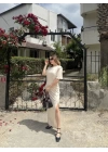 bysoca Kadın Günlük Uzun Kollu Bisiklet Yaka Kısa Viskon Iki Iplik Elbise - Lacivert