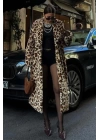 Leopar Desenli İçi Astarlı Peluş Kaban 7065