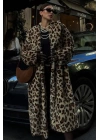 Leopar Desenli İçi Astarlı Peluş Kaban 7065
