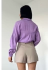 Lila Kristal Taşlı Gömlek