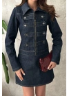 Kadın Mavi Pamuklu Denim İkili Takım