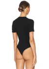 MetuCa Kadın Siyah U Yaka Kısa Kollu Jarse Kumaş Vücudu Saran Tanga Kesim Bodysuit Zıbın