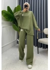 Mint Klasik Fitilli Kazak Ve Pantolon Takım