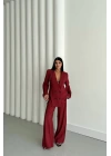 MODAL 4 DÜĞME ASTARSIZ CEKET - PANTOLON TAKIM - Bordo