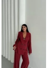 MODAL 4 DÜĞME ASTARSIZ CEKET - PANTOLON TAKIM - Bordo