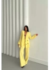 MODAL 4 DÜĞME ASTARSIZ CEKET - PANTOLON TAKIM - Sarı