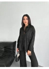 Nakışlı Uzun Kollu Gömlek - Siyah