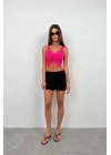 Ön Büzgülü Crop Bluz
