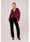 Ön Dikiş Detaylı Bordo Gömlek