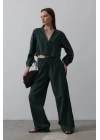 Önü Bağlamalı Crop Takım - Yeşil