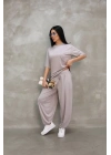 Osy Modal Yumuşak Dokulu Kumaş Oversize Bisiklet Yaka T-shirt Jogger Eşofman Altı Eşofman Takımı - Gri