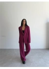 OTTOMAN ÇİZGİLİ CEKET-PANTOLON TK - Fuşya