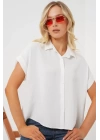 Oversize Kısa Kol Gömlek 20322 - Beyaz