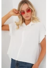 Oversize Kısa Kol Gömlek 20322 - Beyaz