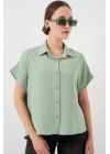 Oversize Kısa Kol Gömlek 20322 - Çağla