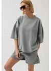 Oversize Lazer Kesim Bisiklet Yaka T-Shirt