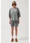 Oversize Lazer Kesim Bisiklet Yaka T-Shirt