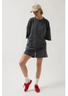 Oversize Lazer Kesim Bisiklet Yaka T-Shirt