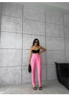PANTOLON KAPALI CEP 3 DÜĞME DETAYLI - Pembe