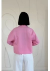 Pembe Fleto Cepli Poplin Gömlek