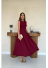 Pembe Halter Yaka Kloş Elbise