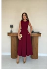 Pembe Halter Yaka Kloş Elbise