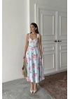 Pembe İnce Kemer Detaylı Elbise