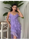 Ples Yırtmaç Detaylı Elbise
