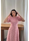 Pudra Güllü Elbise - Pudra