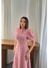 Pudra Güllü Elbise - Pudra