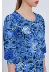 Saks Gül Desenli Midi Elbise 2477