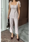 ŞANTUK KETEN YELEK GÖRÜNÜMLÜASKILI BLUZ - PANTOLON TK - Lila