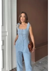 ŞANTUK KETEN YELEK GÖRÜNÜMLÜASKILI BLUZ - PANTOLON TK - Mavi