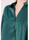 Saten Crop Model Yeşil Gömlek