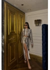 ŞERİT PAYET CROP BLUZ - YIRTMAÇLI ETEK TAKIM - Siyah