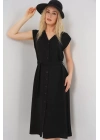 Sıfır Kol Kuşaklı Ayrobin Elbise 2568 - Siyah