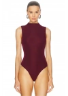 bysoca Kadın Bordo Yüksek Yaka Sıfır Kol Vücudu Saran İpek Jarse Basic Bodysuit