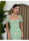 ŞİFON KUMAŞ DİJİTAL DESEN BASKILI ELBİSE