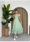 ŞİFON KUMAŞ DİJİTAL DESEN BASKILI ELBİSE