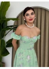 ŞİFON KUMAŞ DİJİTAL DESEN BASKILI ELBİSE