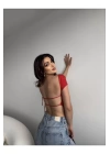 Sırt Dekolteli Sandy Kumaş Crop