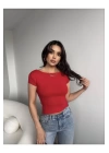Sırt Dekolteli Sandy Kumaş Crop