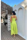 bysoca Kadın Günlük Balıkçı Yaka Delikli Krop Bluz Ve Etek Triko Ikili Takım - Pembe