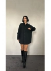 Siyah Çift Cep Kapaklı Çıtçıtlı Gömlek