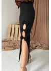 Siyah Fiyonk Detaylı Etek