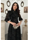 Siyah Fiyonklu Elbise - Siyah