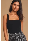 Siyah Kalın Askılı Ipek Jarse Bodysuit