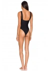 bysoca Kadın Siyah Kalın Askılı Kare Yaka Sırtı Açık Vücudu Saran Jarse Tanga Basic Bodysuit
