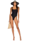 bysoca Kadın Siyah Kalın Askılı Kare Yaka Sırtı Açık Vücudu Saran Jarse Tanga Basic Bodysuit